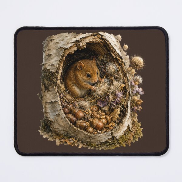 Item preview, Dormouse Winter Nest Watercolor Illustration – Cozy Woodland Cottagecore Animal Art designed and sold by MagicMakerPh.