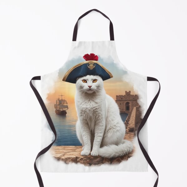 Item preview, Sidi Bou Said White Cat in Barbary Corsair Hat designed and sold by carthagia.
