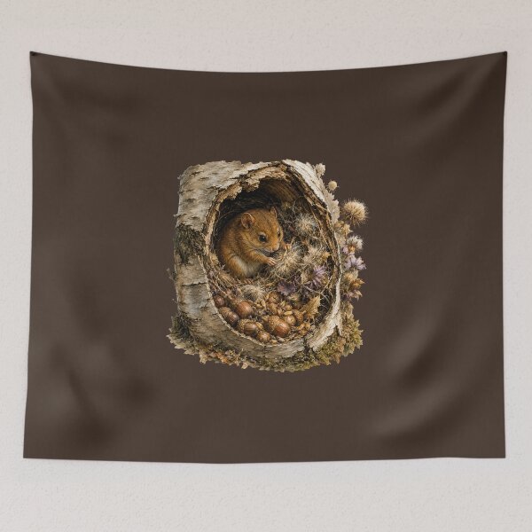 Item preview, Dormouse Winter Nest Watercolor Illustration – Cozy Woodland Cottagecore Animal Art designed and sold by MagicMakerPh.