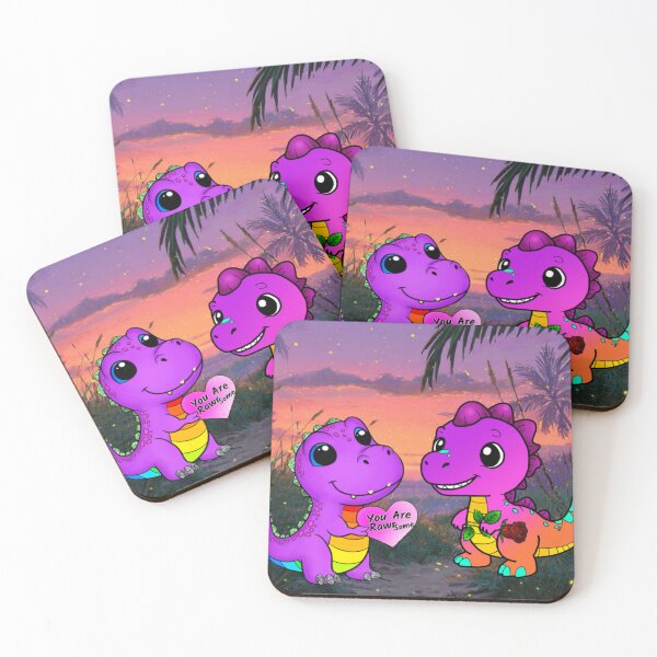 Item preview, Cute Purple Dinos Sunset Love designed and sold by Hunkie Punkie Designs.