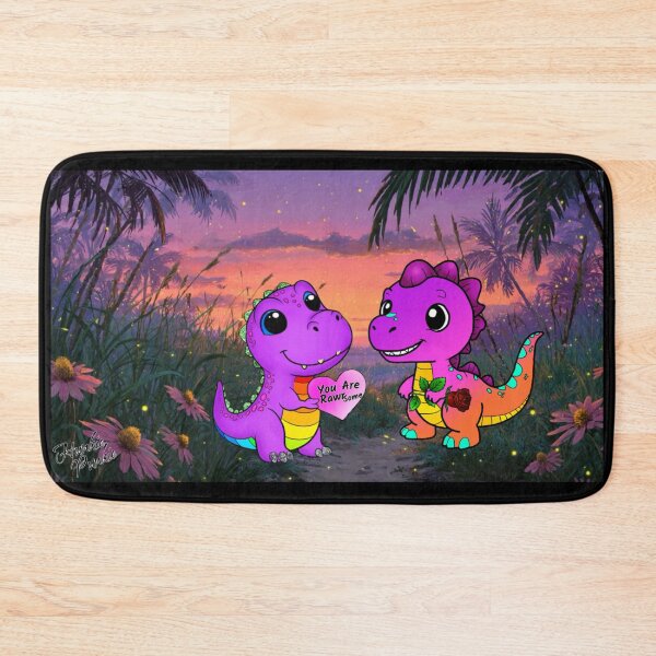 Item preview, Cute Purple Dinos Sunset Love designed and sold by Hunkie Punkie Designs.