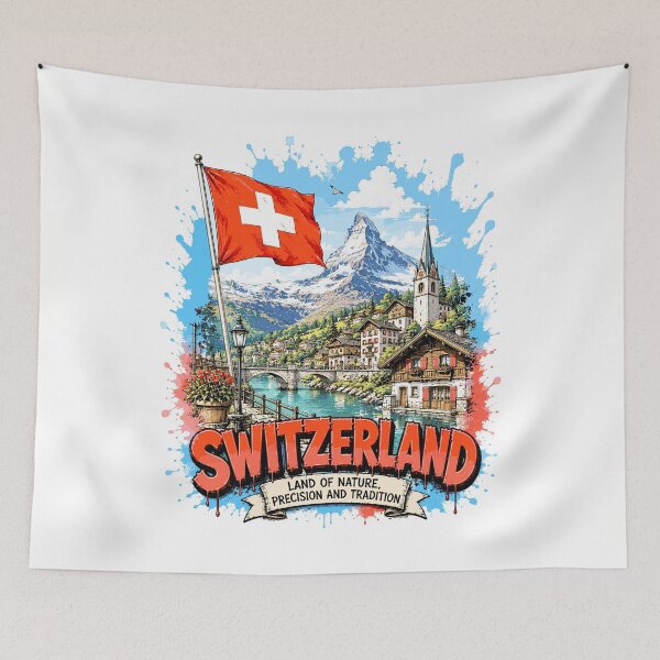 Item preview, Switzerland Urban Graffiti Travel Vintage Design designed and sold by AtuqStudio.