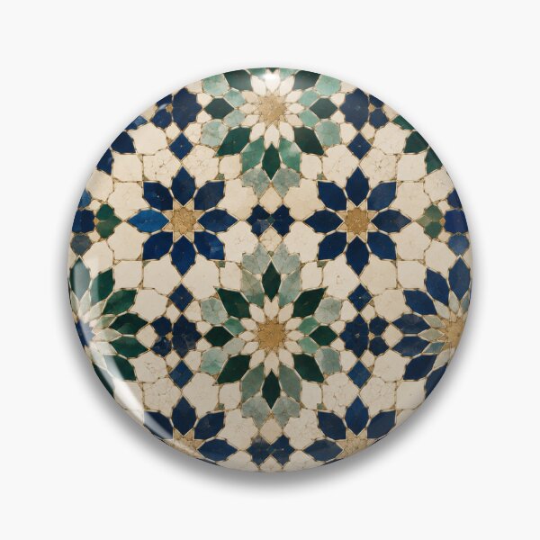 Item preview, Elegant Moroccan Blue and Emerald Geometric Tile Pattern designed and sold by PatternFranzy.