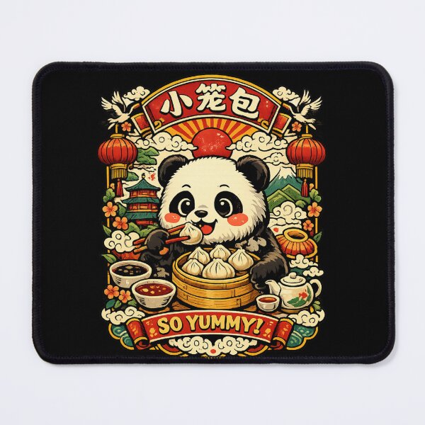Item preview, Giant Panda Eating Soup Dumplings (Xiao Long Bao) Kawaii designed and sold by redsharkuk.