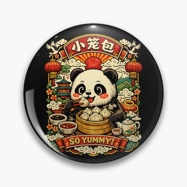 Item preview, Giant Panda Eating Soup Dumplings (Xiao Long Bao) Kawaii designed and sold by redsharkuk.