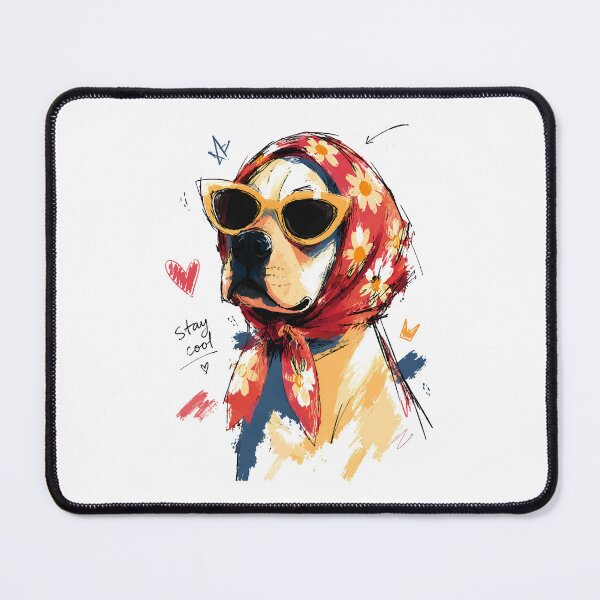 Item preview, Stay Cool Dog with Floral Headscarf & Sunglasses – Hand-Drawn Art designed and sold by RamyGallery.