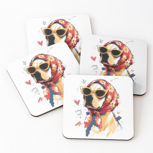 Item preview, Stay Cool Dog with Floral Headscarf & Sunglasses – Hand-Drawn Art designed and sold by RamyGallery.