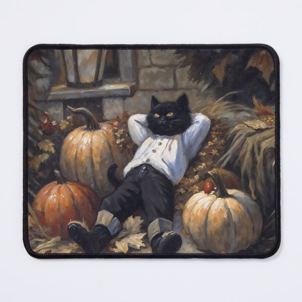 Item preview, Relaxed Black Cat Halloween Pumpkin Autumn Art designed and sold by DarkHolyQueen.