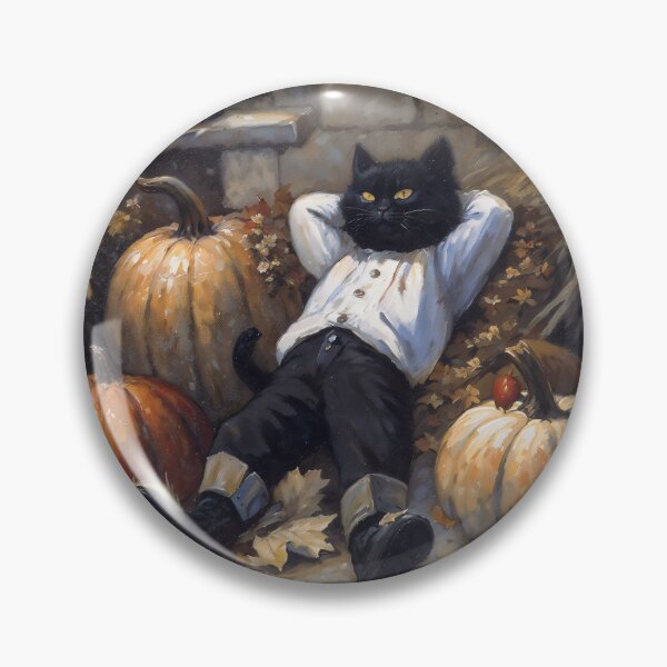Item preview, Relaxed Black Cat Halloween Pumpkin Autumn Art designed and sold by DarkHolyQueen.