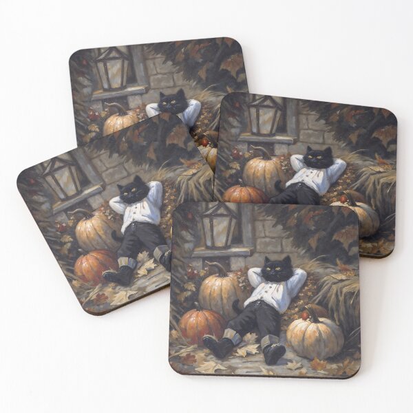 Item preview, Relaxed Black Cat Halloween Pumpkin Autumn Art designed and sold by DarkHolyQueen.