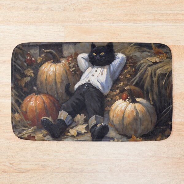 Item preview, Relaxed Black Cat Halloween Pumpkin Autumn Art designed and sold by DarkHolyQueen.