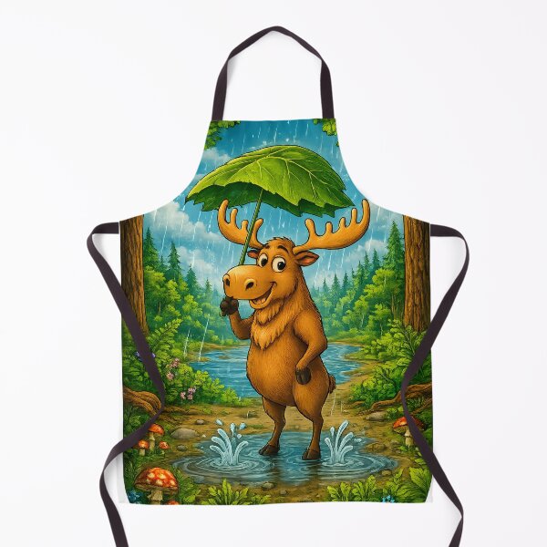Item preview, Rainy Day Moose | Whimsical Forest Nature Art designed and sold by Clothes With Smiling Animals Walt Gral.
