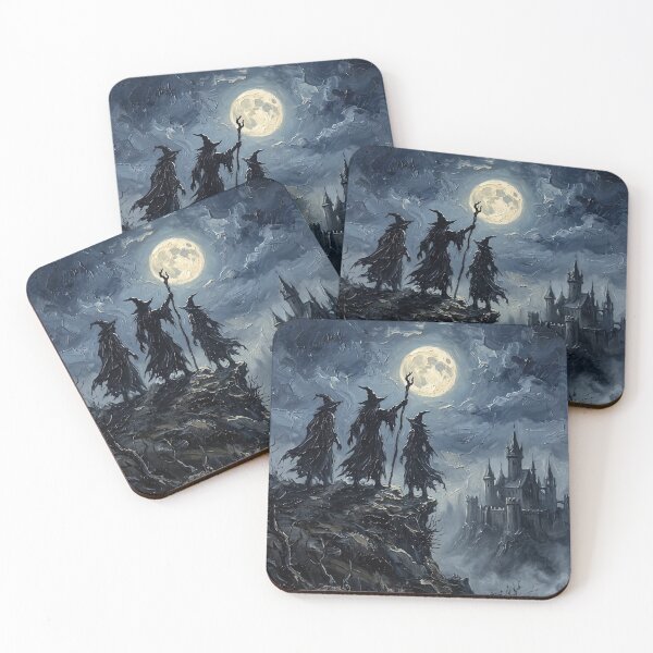 Item preview, Three Witches Castle Full Moon Vintage Halloween Art designed and sold by Steele-Art.