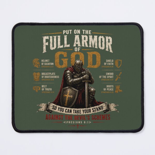 Item preview, PUT ON THE FULL ARMOR OF GOD | EPHESIANS 6:11 | CHRISTIAN KNIGHT T-SHIRT designed and sold by LowBatteryStudio ⭐.