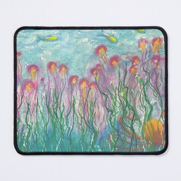 Item preview, Under The Sea Watercolor With Pink Jellyfish, and Orange and Pink Octopus designed and sold by Kimberly Sells Studio.