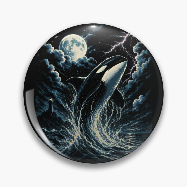 Item preview, Vintage Orca Midnight Moon 90s Graphic Retro Killer Whale designed and sold by Blok45.