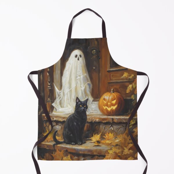 Item preview, Black Cat and Ghost Halloween Pumpkin Autumn Art designed and sold by DarkHolyQueen.