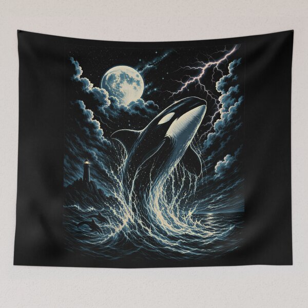 Item preview, Vintage Orca Midnight Moon 90s Graphic Retro Killer Whale designed and sold by Blok45.