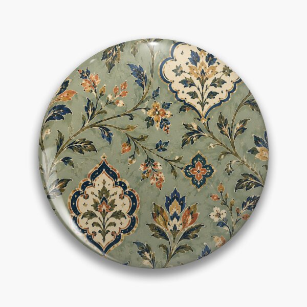 Item preview, Elegant Persian-Inspired Botanical Tile Pattern in Sage Green designed and sold by PatternFranzy.
