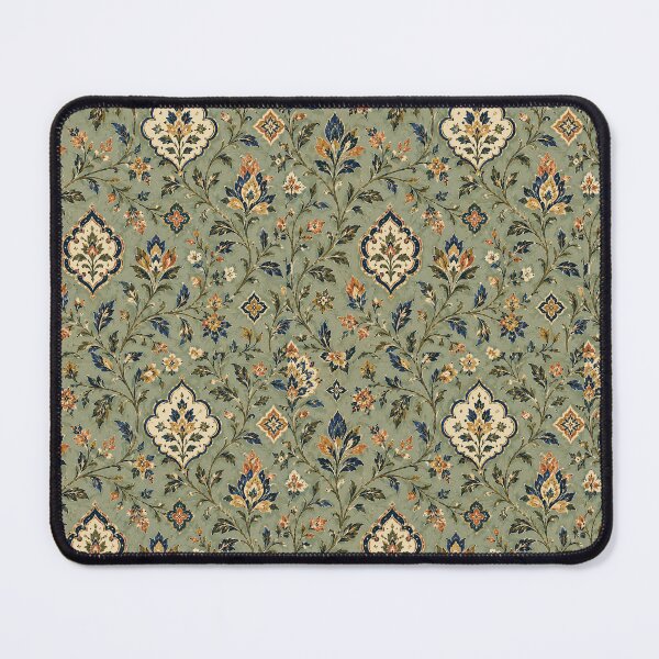Item preview, Elegant Persian-Inspired Botanical Tile Pattern in Sage Green designed and sold by PatternFranzy.