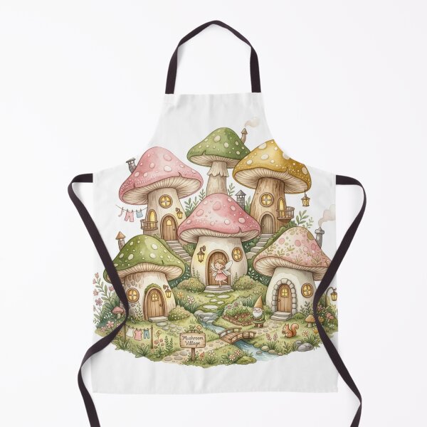 Item preview, Cute Mushroom Village Cottagecore Fairy Watercolor Art designed and sold by Arobinoz.