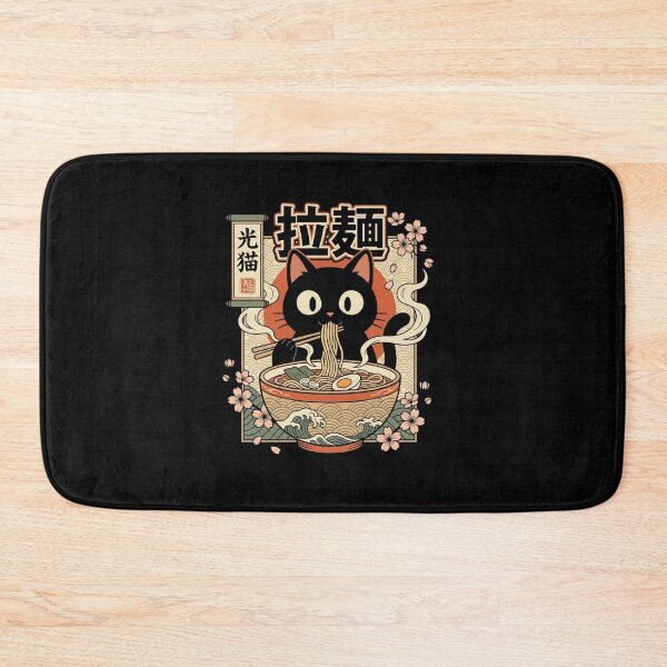Item preview, Black Cat Eating Ramen Bowl Japanese Kawaii Art designed and sold by SiarheiYur.