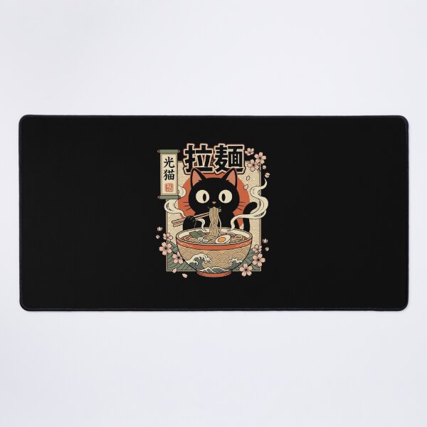 Item preview, Black Cat Eating Ramen Bowl Japanese Kawaii Art designed and sold by SiarheiYur.