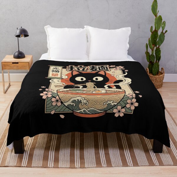 Item preview, Black Cat Eating Ramen Bowl Japanese Kawaii Art designed and sold by SiarheiYur.