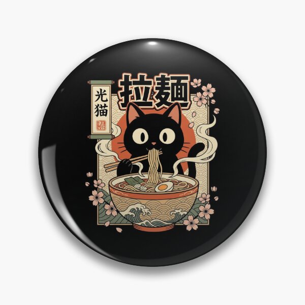Item preview, Black Cat Eating Ramen Bowl Japanese Kawaii Art designed and sold by SiarheiYur.