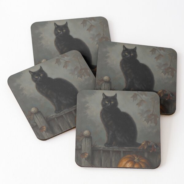 Item preview, Black Cat on Fence Halloween Pumpkin Autumn Art designed and sold by DarkHolyQueen.