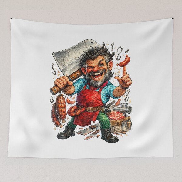 Item preview, Funny Butcher Cartoon designed and sold by AlexLineArt.