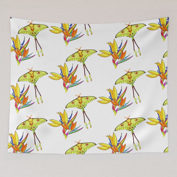 Item preview, Tropical Night: Comet Moth and Bird of Paradise designed and sold by OrPolly.