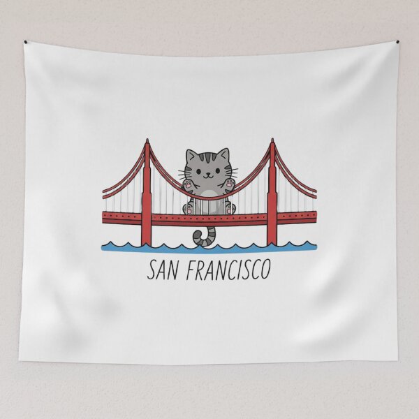 Item preview, Cute Cat San Francisco Bridge Kawaii Design designed and sold by SiarheiYur.