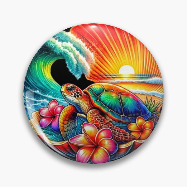 Item preview, Colorful Sea Turtle Tropical Sunset Beach Art designed and sold by Yassine Bacha Art & Tech.