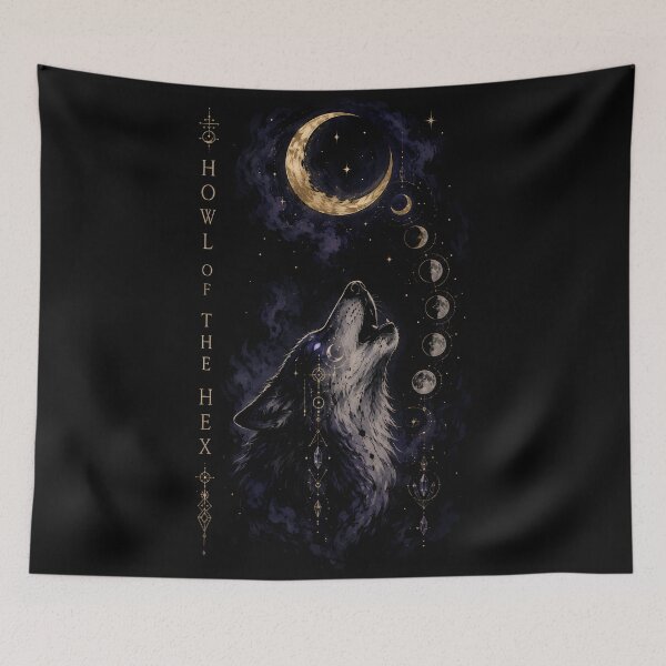 Item preview, Howl of the Hex Ink Wolf Moon Phases designed and sold by AbderraimArt.