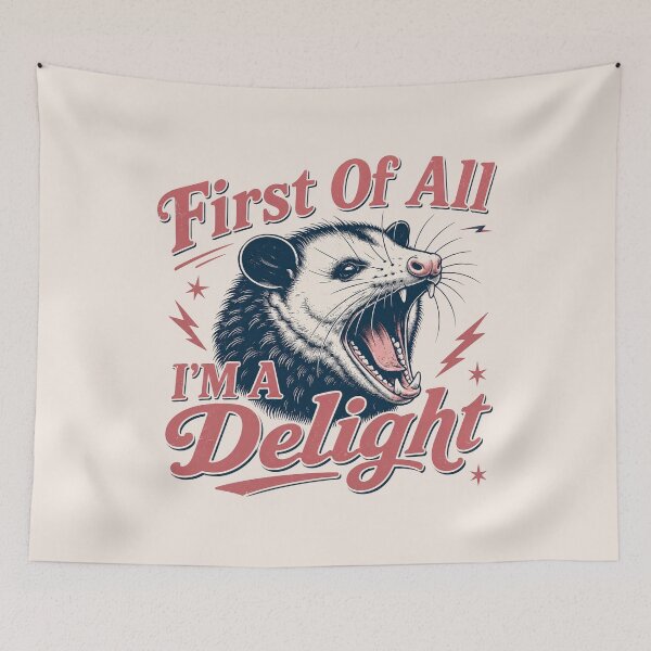 Item preview, First of All I'm a Delight Possum, Funny Vintage Animal Graphic, Retro Humor Gift designed and sold by Sprinkle12345.