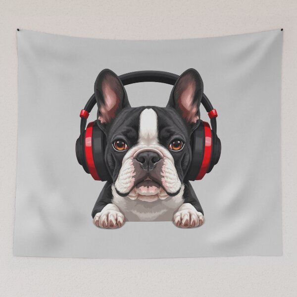Item preview, FRENCHIE WITH HEADPHONES designed and sold by BKDIGITALSHOP.