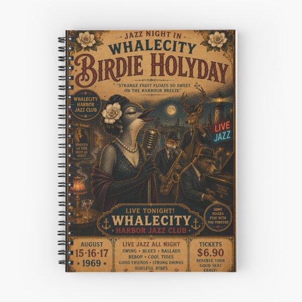 Item preview, Birdie Holyday Vintage Jazz Club Poster | Whalecity Harbor Jazz Night designed and sold by lorelunestudio.