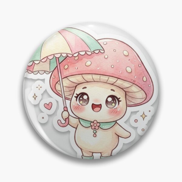 Item preview, Cute Kawaii Mushroom Umbrella Chibi Pastel Cottagecore designed and sold by Arobinoz.
