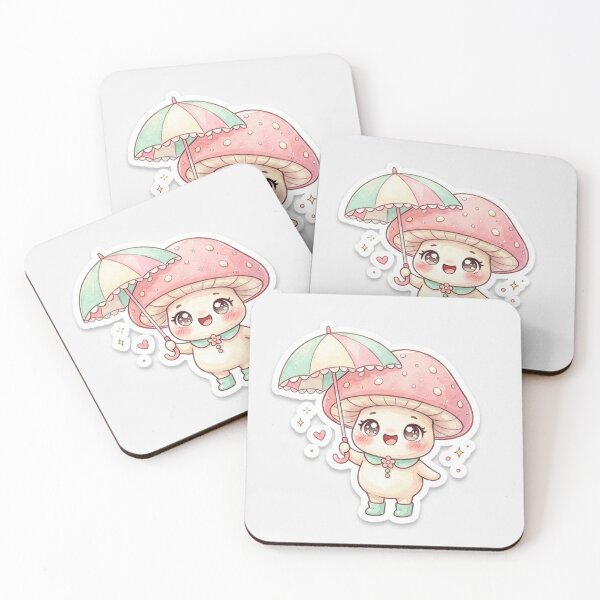 Item preview, Cute Kawaii Mushroom Umbrella Chibi Pastel Cottagecore designed and sold by Arobinoz.