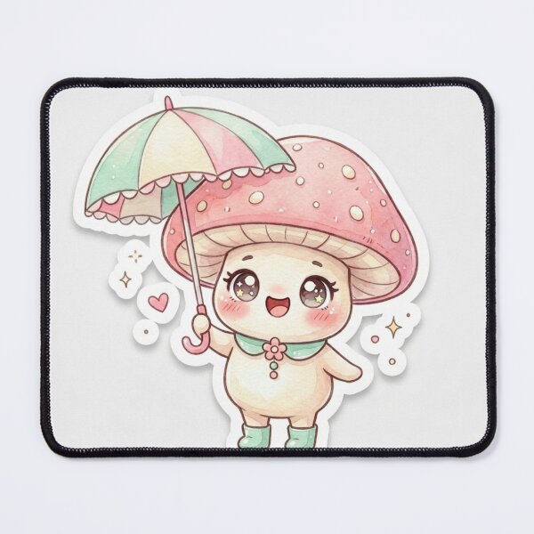 Item preview, Cute Kawaii Mushroom Umbrella Chibi Pastel Cottagecore designed and sold by Arobinoz.