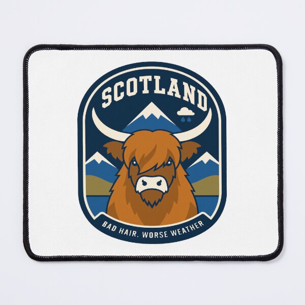Item preview, Scotland Highland cattle weather humor badge designed and sold by Lyfeinsights.
