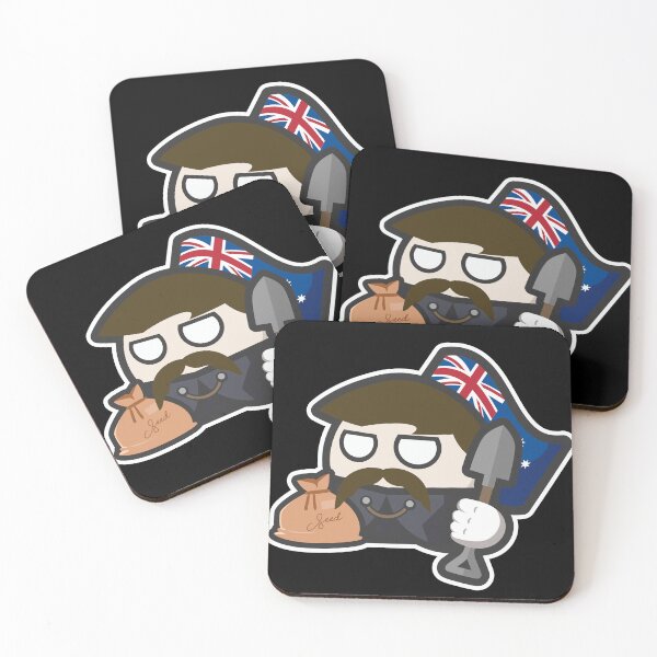 Item preview, Australian Pioneer Settler with Flag Cartoon designed and sold by Torket-y.
