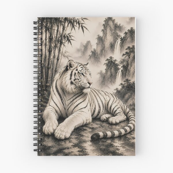 Item preview, Majestic White Tiger in Bamboo Mountains | Traditional Chinese Ink Painting designed and sold by ManJiangHong.