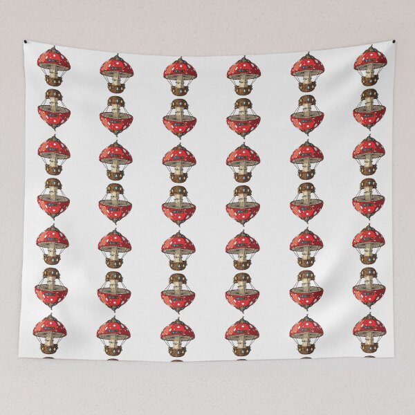 Item preview, Whimsical Mushroom Airship – Fantasy Fungi Hot Air Balloon Art designed and sold by Dzblack.