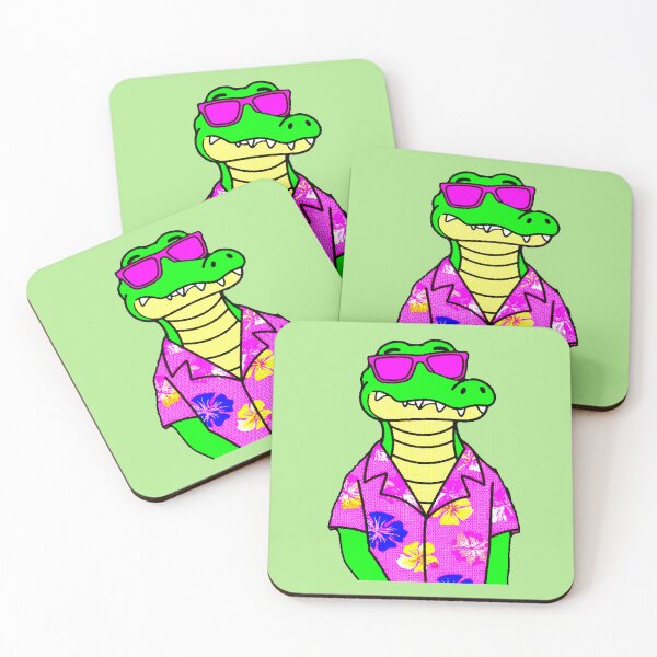 Item preview, Tropical Crocodile Summer | 80s Vaporwave Style Hawaiian Shirt designed and sold by AstronautMerch.