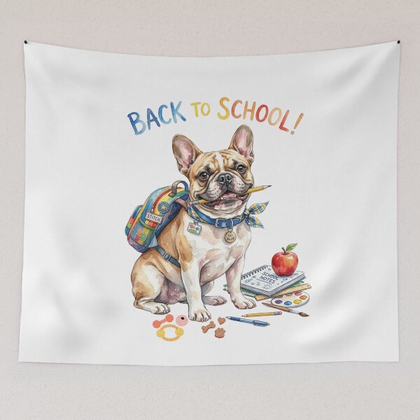 Item preview, Cute Watercolor French Bulldog Back to School Puppy with Backpack and Pencil designed and sold by VibranPalette.
