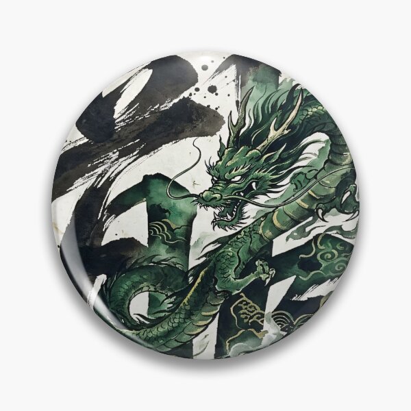 Item preview, Traditional Japanese Irezumi Style Green Dragon & Kanji designed and sold by SakuraJapanArt.