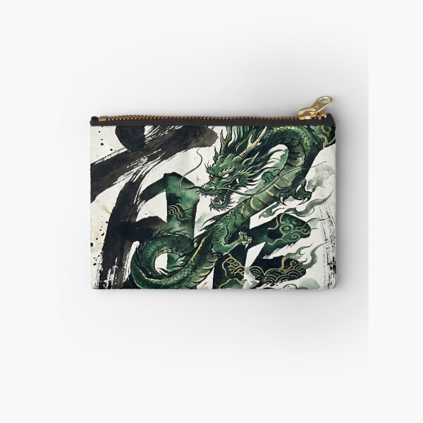 Item preview, Traditional Japanese Irezumi Style Green Dragon & Kanji designed and sold by SakuraJapanArt.