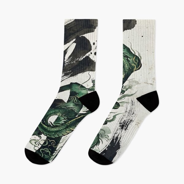Item preview, Traditional Japanese Irezumi Style Green Dragon & Kanji designed and sold by SakuraJapanArt.